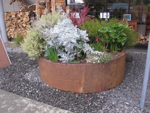Planter Upcycled Industrial Bins Weathered Rust Patina Large Scale