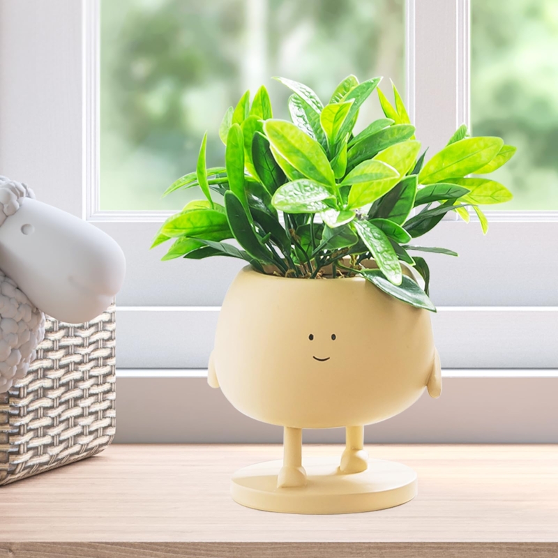 Planter Whimsical Head Shape Sleeping Face Resin Succulent Pot