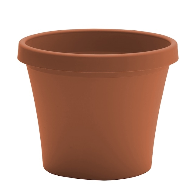 Planter Wide Rim Terra Cotta Color Matte Finish Round Silhouette