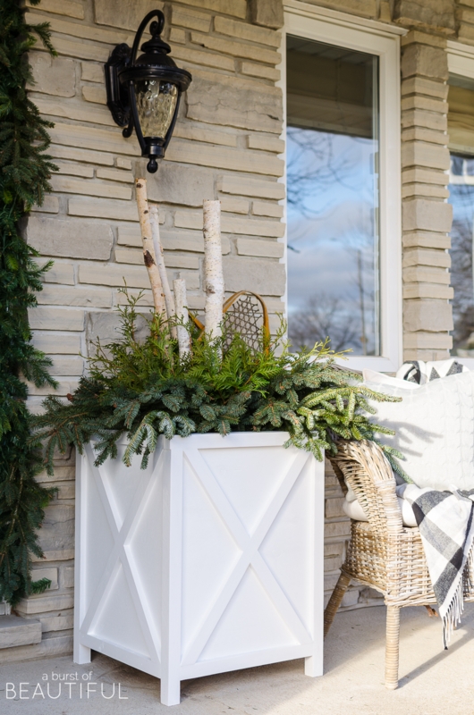 Planter X Brace Square Silhouette Natural Wood Farmhouse