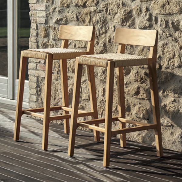 Point Paralel bar height stool. Outdoor, teak, patio., garden.
