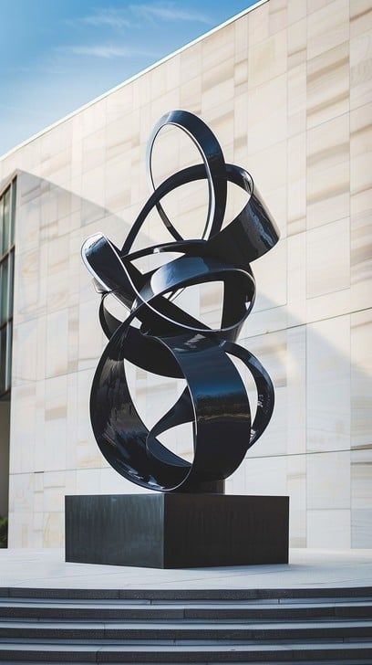 Polished Bronze Abstract Sculpture Twisted Ribbon Form