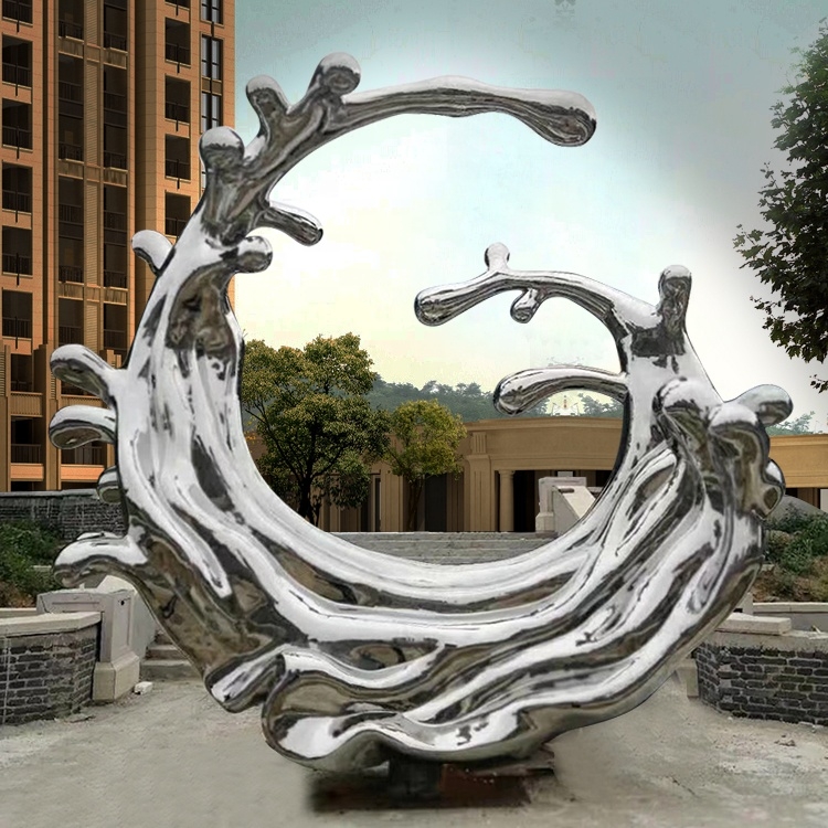 Polished Chrome Abstract Sculpture Mirrored Ribbon Like Loop