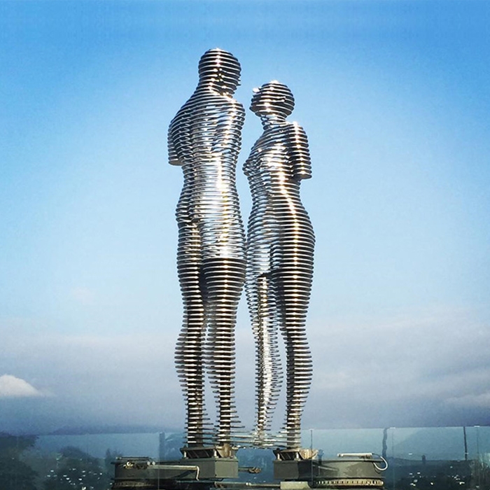 Polished Faceted Human Sculpture Large Modern Abstract