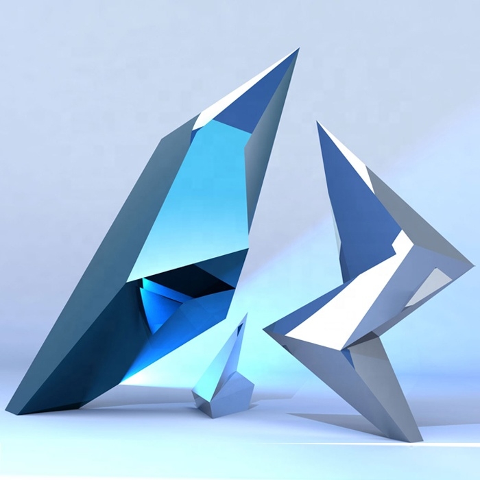 Polished Floor Sculpture Geometric Facets Large Scale Modern Foyer Art