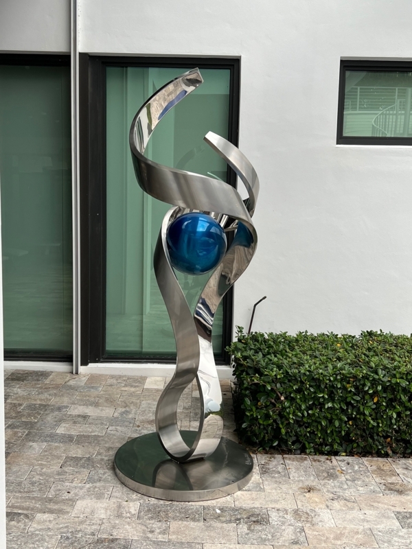 Polished Stainless Steel Sculpture Twisted Ribbon Design
