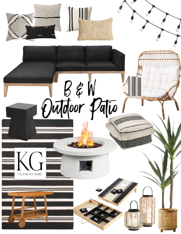 Poolside Metal Outdoor Sectional by a Black Slat Fence