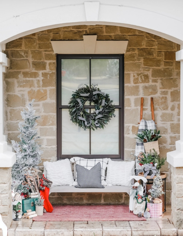 Porch Modern Farmhouse Monochrome Foundation Buffalo Plaid Accents