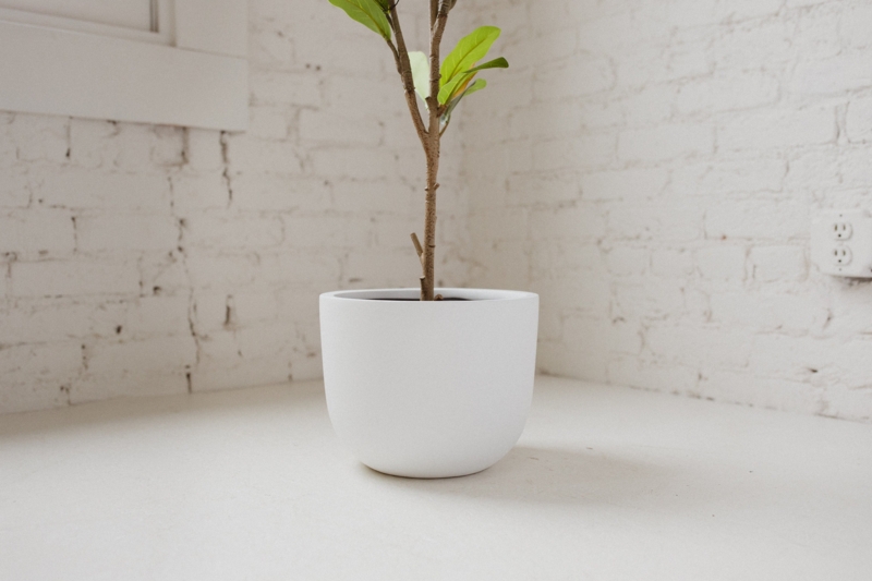 Pot Planter Cylindrical Form Rounded Base Oversized Scale Stone-Like