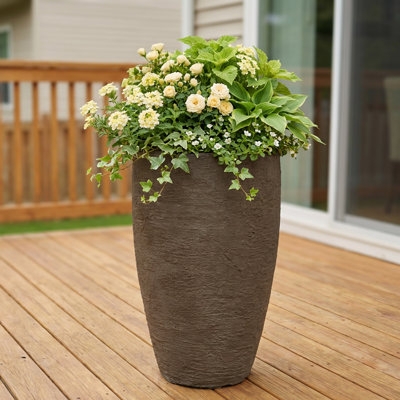 Pot Planter, Tall Tapered Silhouette with Weathered Stone Finish (66)