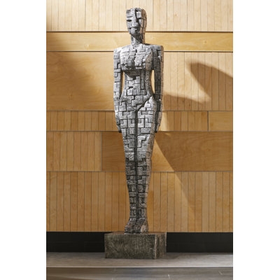 Puzzle Woman Statue Polished Silver Finish Interlocking Pieces