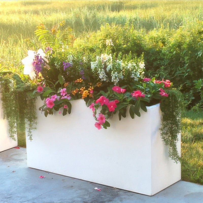 PVC Rectangular Planter Box Recessed Panels Coastal