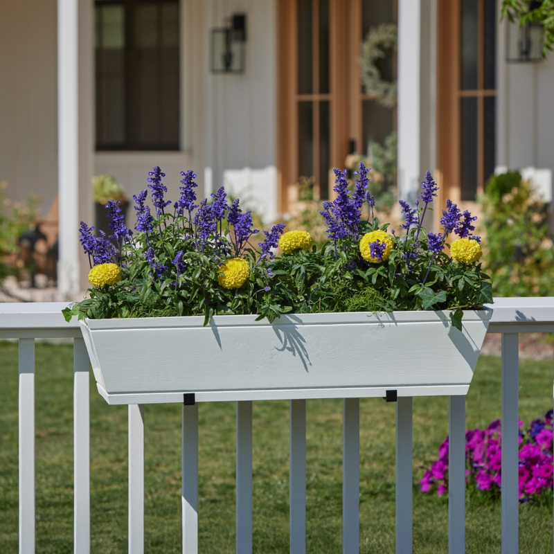 Railing Planter Crisp White Recessed Panels Deck Gardening Solution