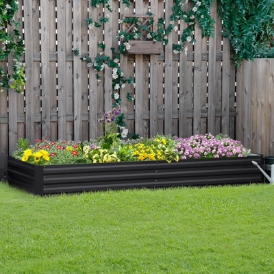 Raised Garden Bed, Corrugated Galvanized. Durable outdoor raised vegetable bed.