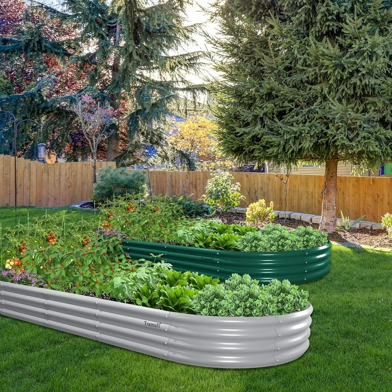 Raised Garden Bed Forest Green Corrugated Metal Rectangular Corner Brackets