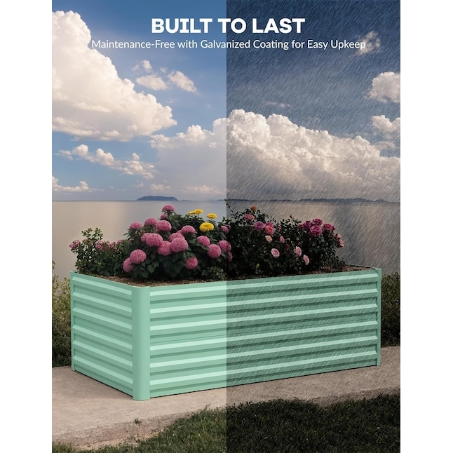 Raised Garden Bed, Forest Green Metal with Reinforced Corner Brackets