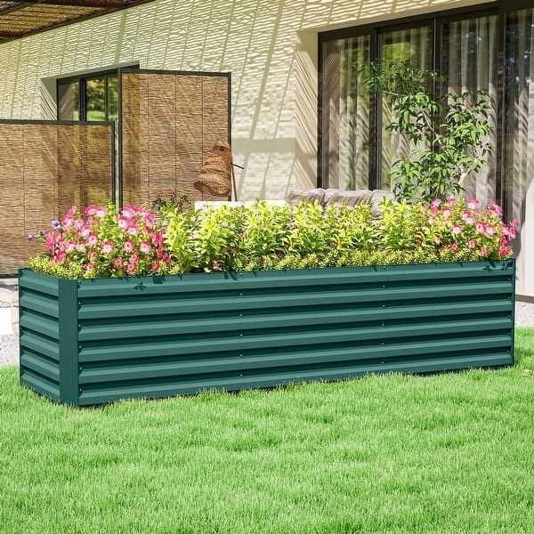 Raised Garden Bed Galvanized Corrugated Metal with Safety Edging Trim