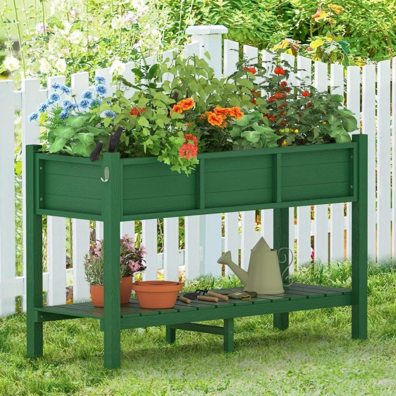 Raised Planter Box Dark Green Woven Texture