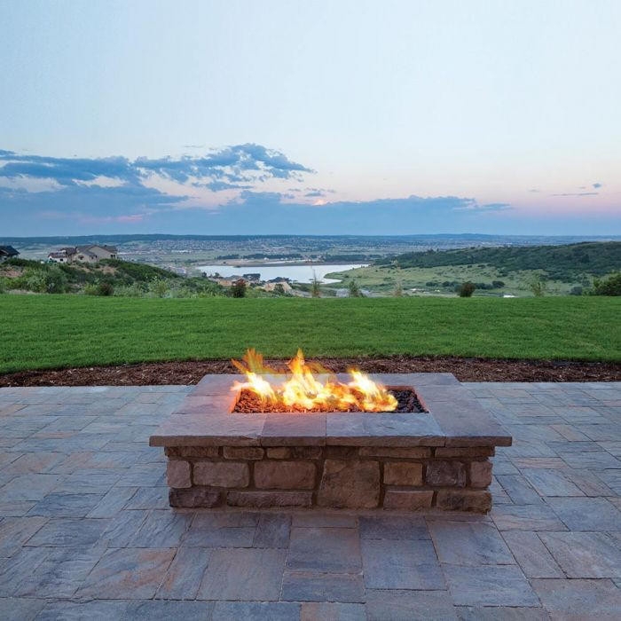 Ready to Finish Square Fire Pit Kit with Cross Burner System