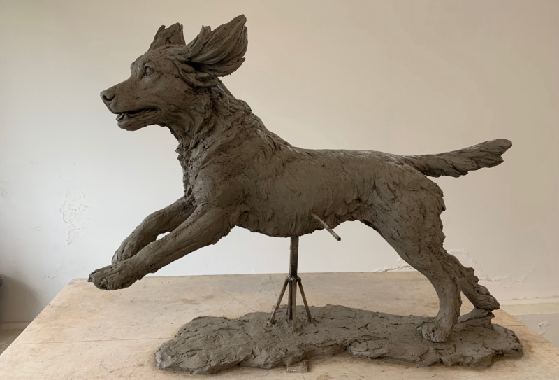 Realistic Animal Sculpture Cocker Spaniel Dynamic Movement Running