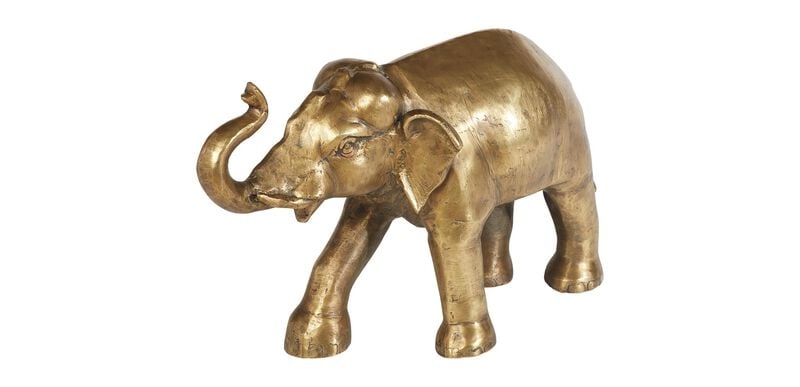 Realistic Weathered Gray Elephant Figurine with Tusks