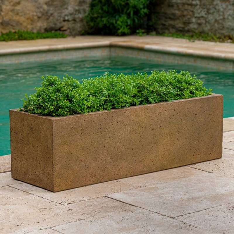Rectangle Planter Craggy Stone Texture Distressed Finish