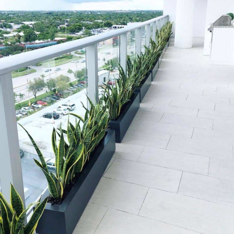 Rectangular Planter Charcoal Gray Narrow Depth Corridor Decor