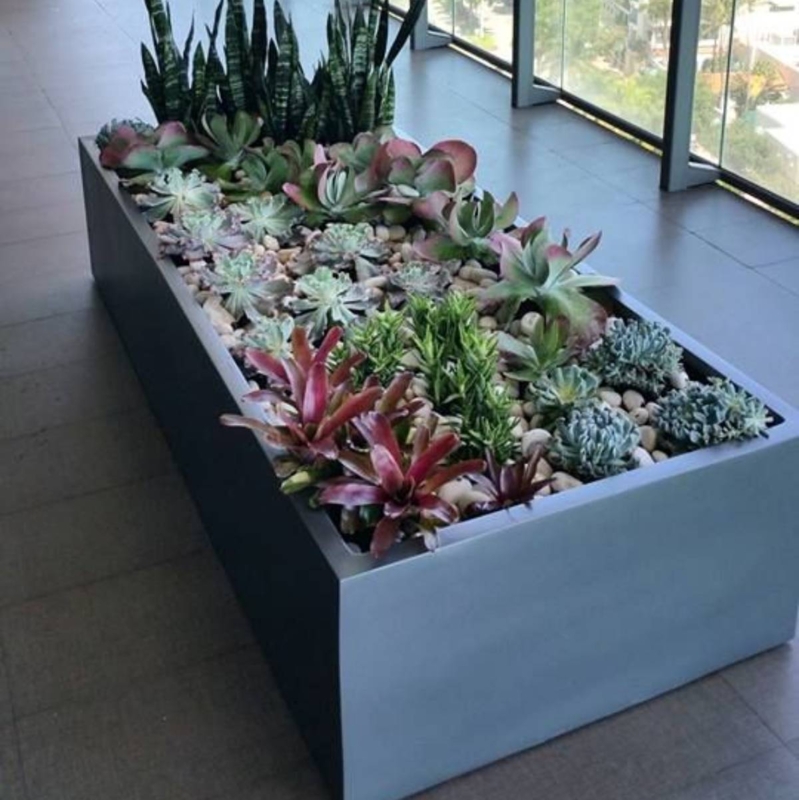 Rectangular Planter, Extra Wide Charcoal Grey. Sleek poolside privacy planter.