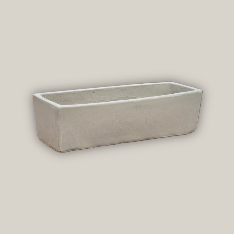 Rectangular Planter Horizontal Ribbed Ceramic Glossy Garden Trough Wide Rim