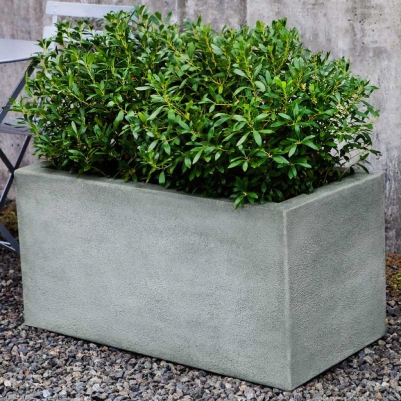 Rectangular Planter, Low Profile Weathered Stone Box. (62 chars)
