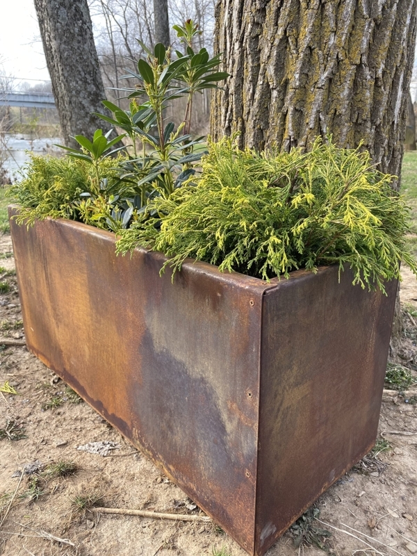 Rectangular Planter Raw Steel Trough Modern Minimalist Box Large Capacity