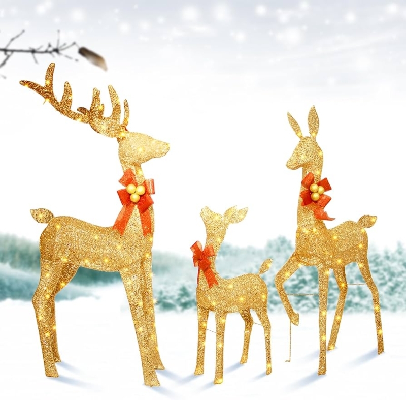 Reindeer Display Trio 3D Form Outdoor Family Set