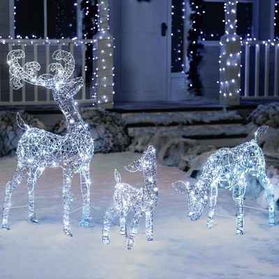 Reindeer Family Yard Set Gold Woven Wire Mesh Festive