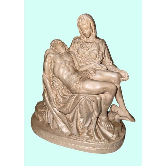 Religious Statue Classical Pieta Sculpture with Matte Beige Finish