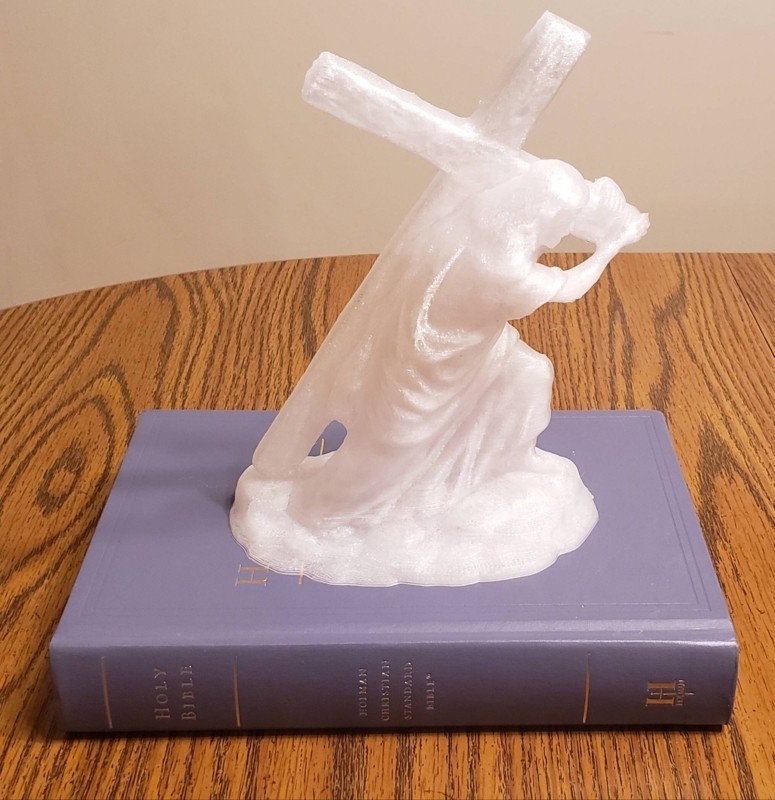 Religious Statue, Realistic Wood Texture Jesus Carrying Cross Statue.