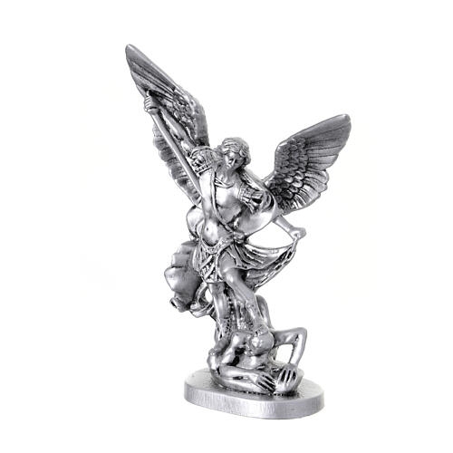Religious Statue Saint Michael Archangel in Antique Silver with Wings