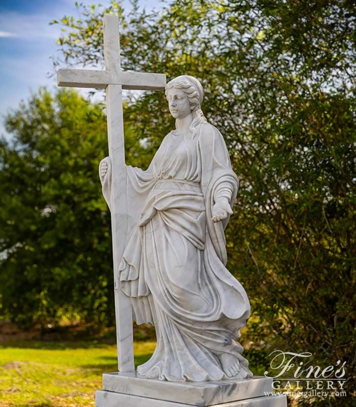 Religious Statue, White Stone Classical Marble Religious Statue, Honed.