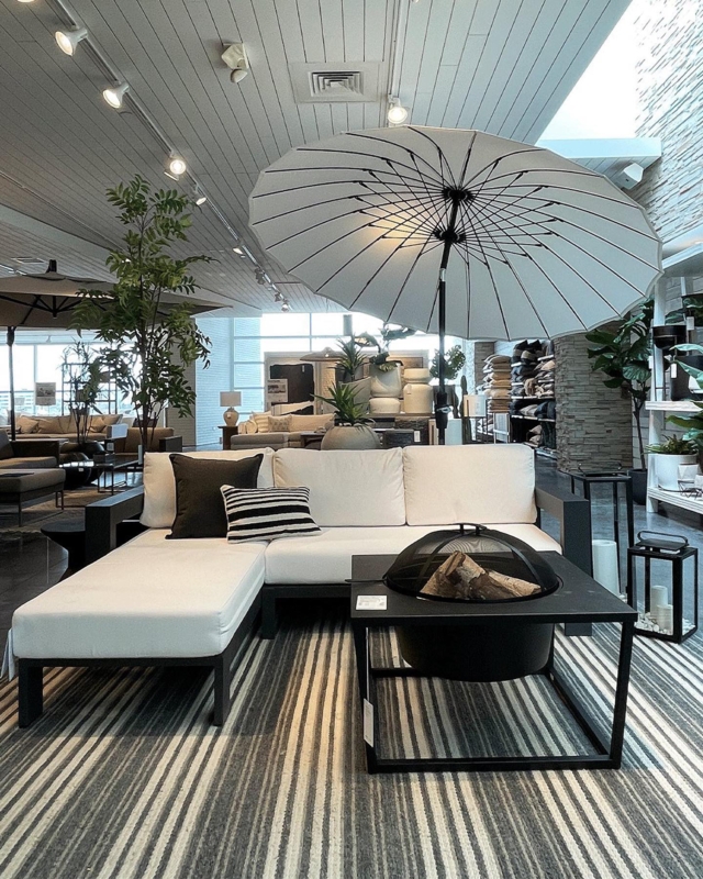 Resort Poolside Lounge with Dome Canopy Umbrella