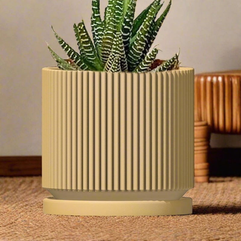 Ribbed Teal 3D Printed Planter for Air Plants, Modern Design