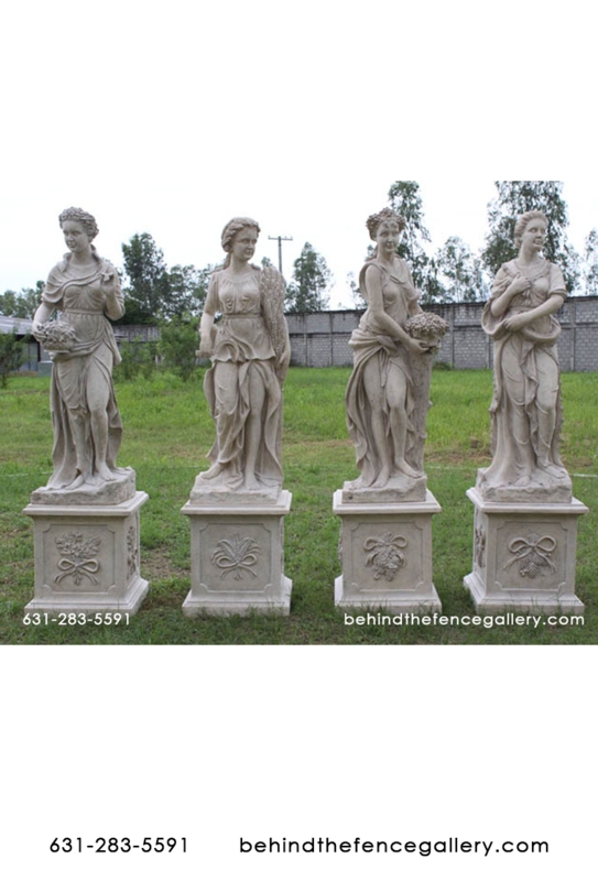 Roman Stone Finish Garden Statue Set with Classical Drapery