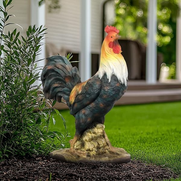 Rooster Statue Concrete Appearance Matte Weathered Textured Feathers