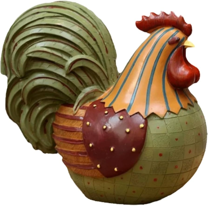 Rooster Statue Multi Colored Folk Art Vibrant Outdoor Yard Art