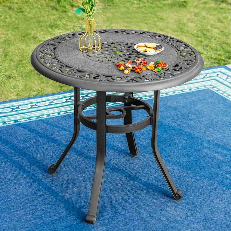 Round Bronze Cast Aluminum Dining Table Lattice Top Retro