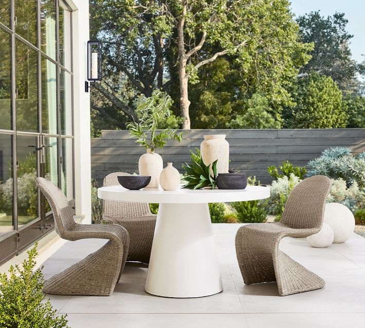 Round Concrete Pedestal Dining Table White Architectural