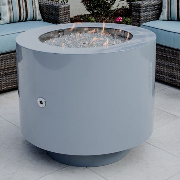 Round Fire Pit Table Matte Charcoal Finish Modern Minimalist