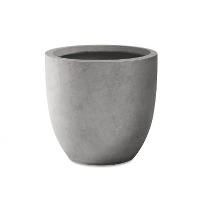 Round Outdoor Planter with Weathered Finish Concrete Material