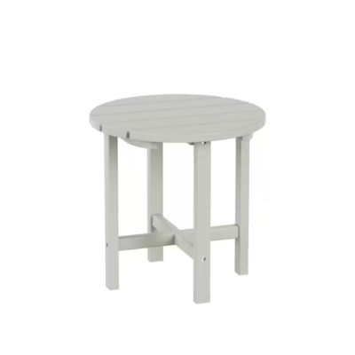 Round Outdoor Side Table Sand Color Square Profile Legs Minimalist Resin