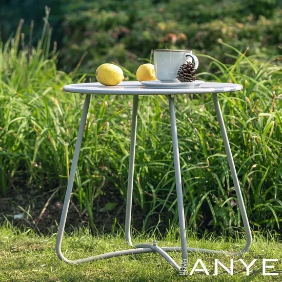 Round Side Table Black Metal Raised Tray Top Tripod Base