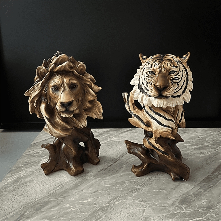 Rustic Eagle Head Desk Decor Sculpture, Imitation Wood Root Texture