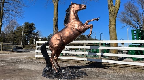 Rustic Farmhouse Horse Figurine on Rectangular Base Antique Style